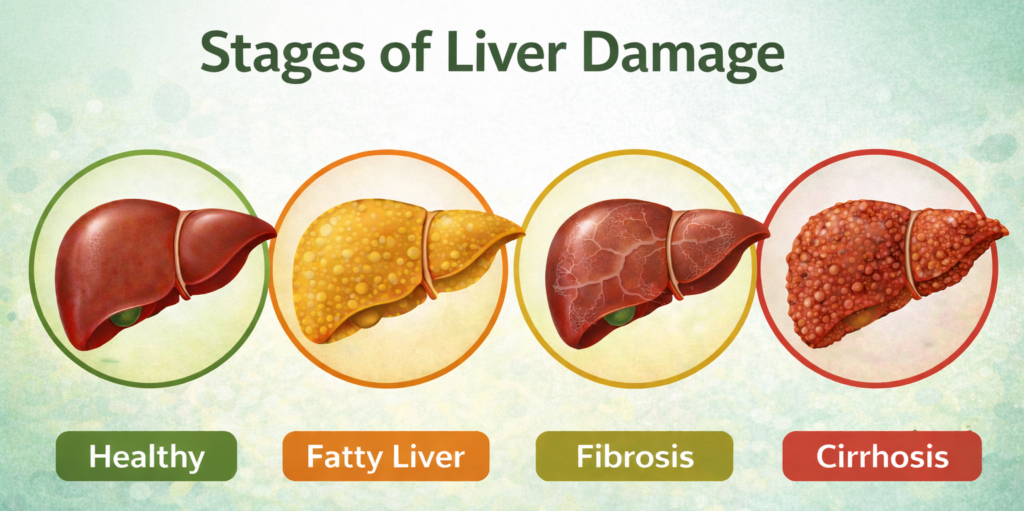 4 stage of liver damage
